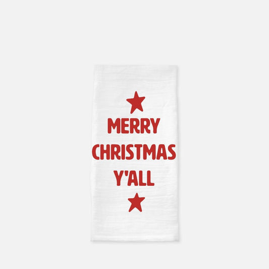 Merry Christmas Y'all Tea Towel (Flour Sack)