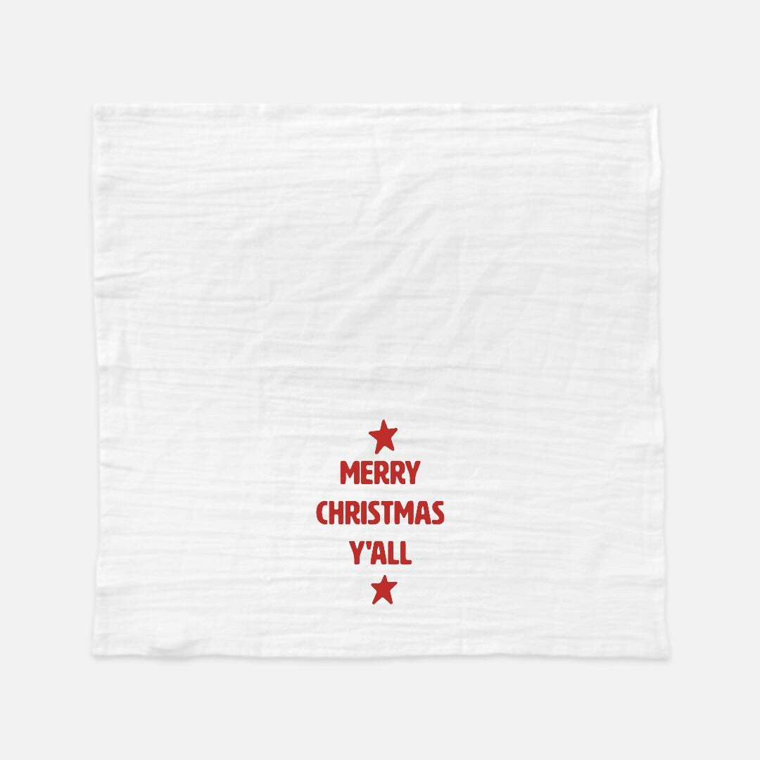 Merry Christmas Y'all Tea Towel (Flour Sack)