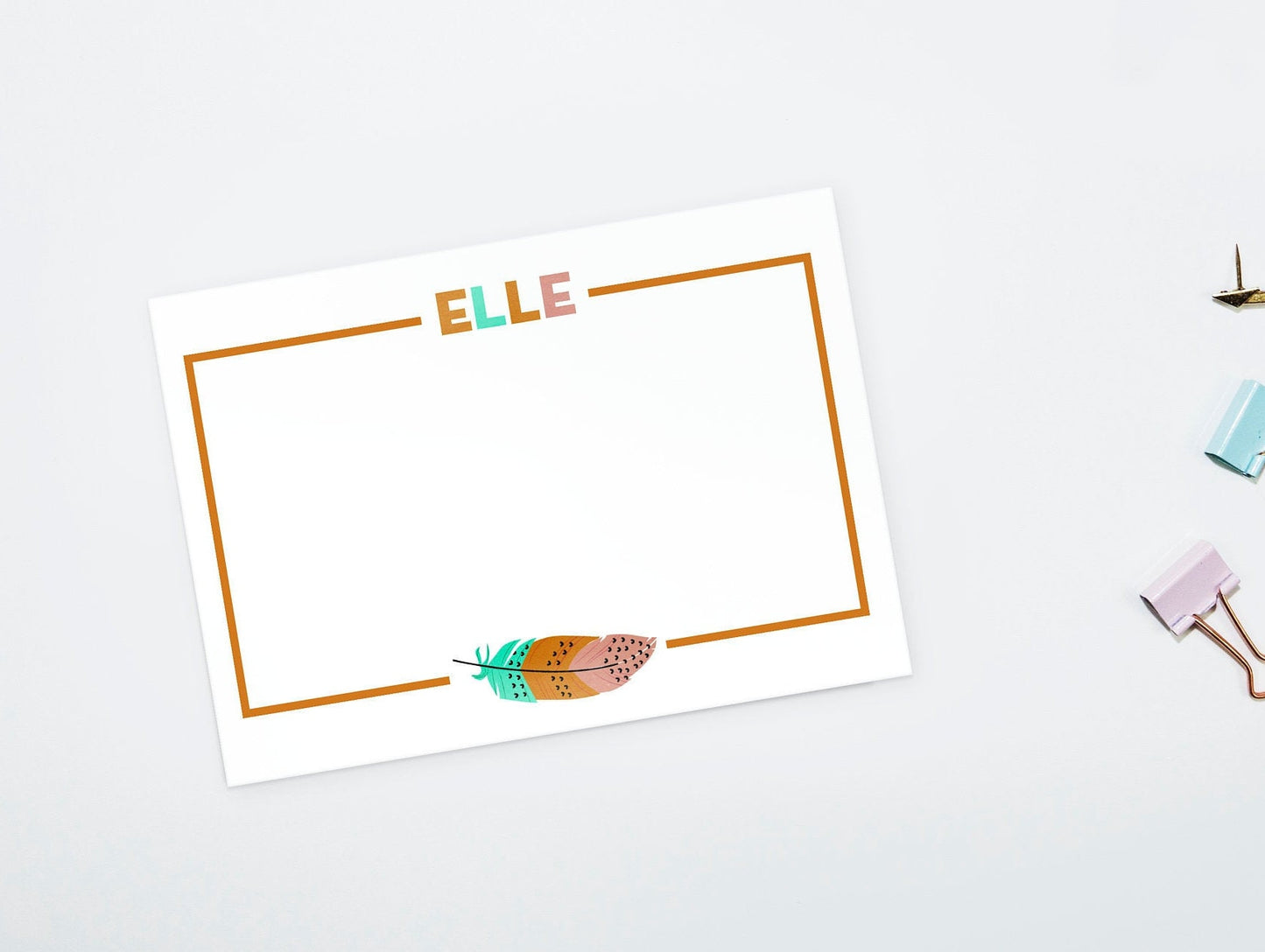 Personalized Stationery - Feather Note Cards