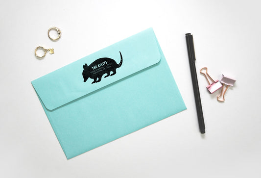 Personalized Address Stamp - Armadillo