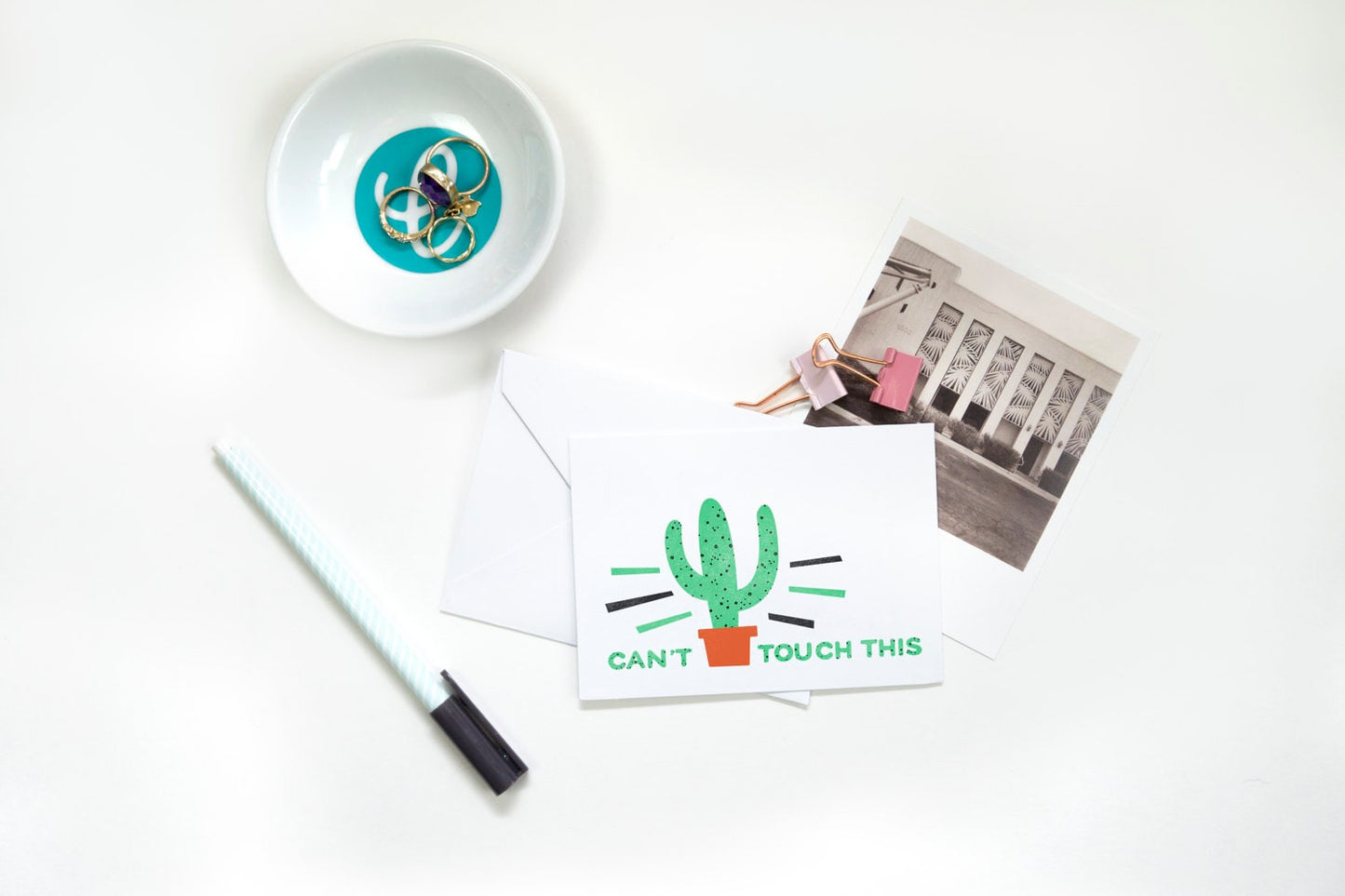 Folded Note Cards - You Can't Touch This, Funny Stationery, Succulent Note Cards, Thank You Notes, Gift for Her, Cactus Art, Cactus Love