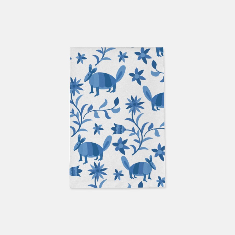 Blue Otomi Hostess Towel, Otomi Hand Towel, Armadillo Otomi Hand Towel