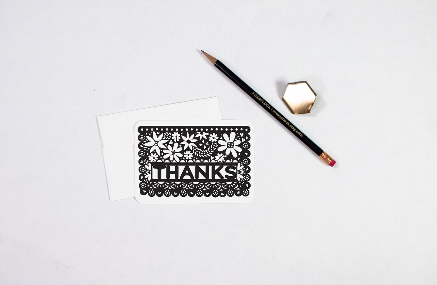 Papel Picado Thank You Cards, Thank You Notes, Hand Drawn Art, Custom Stationery, Fiesta Note Cards