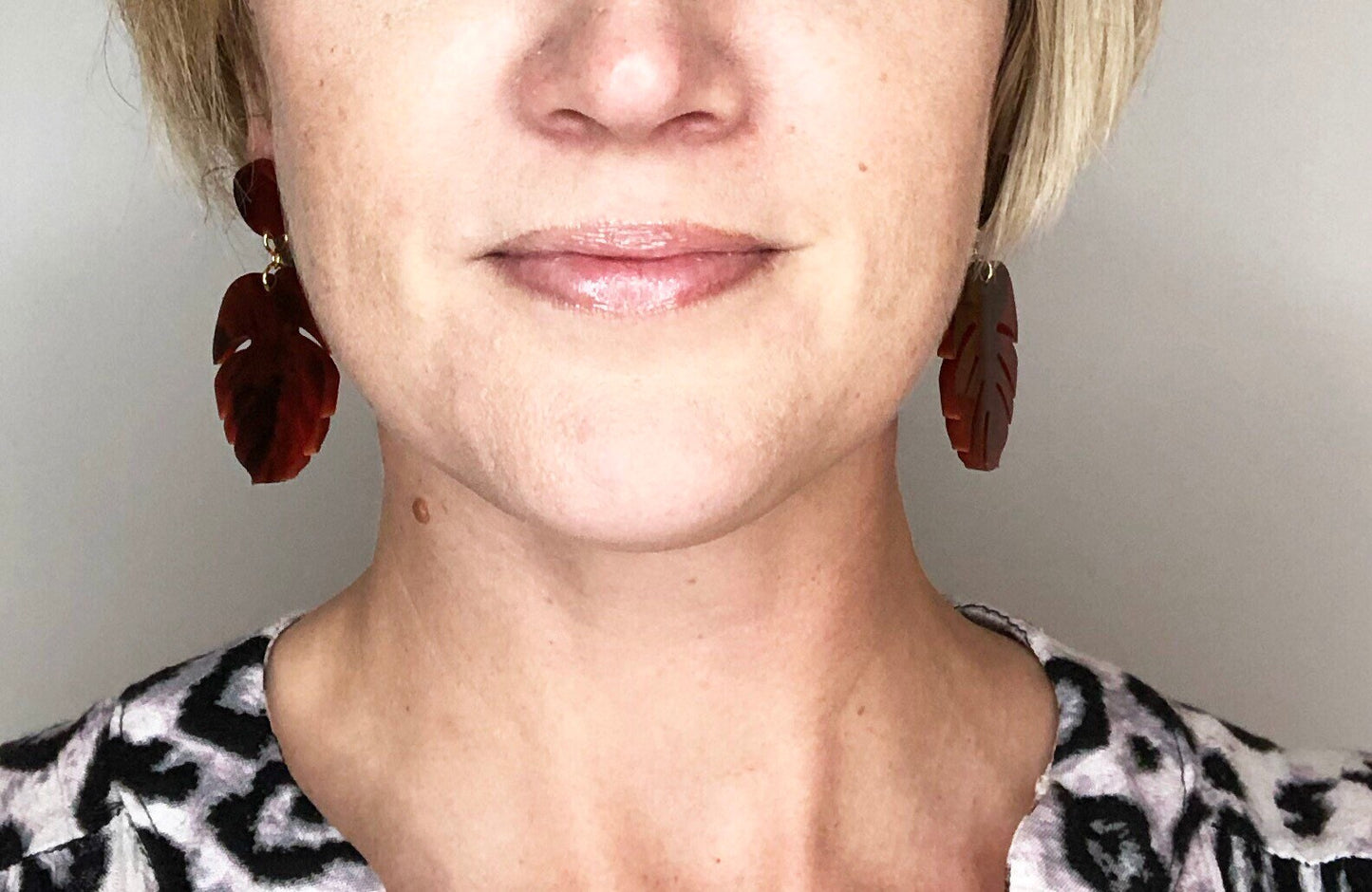 Monstera Leaf Tortoiseshell Earrings