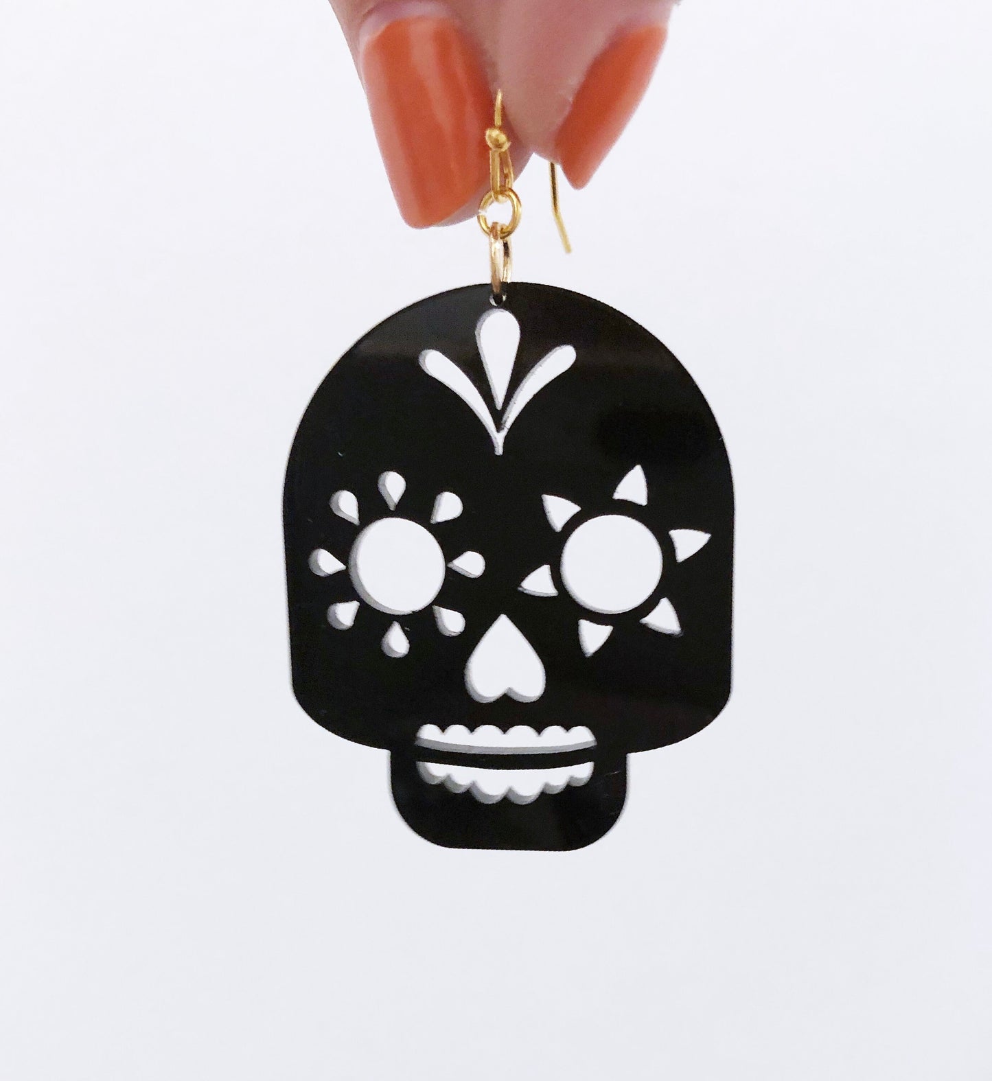 Black Sugar Skull Earrings