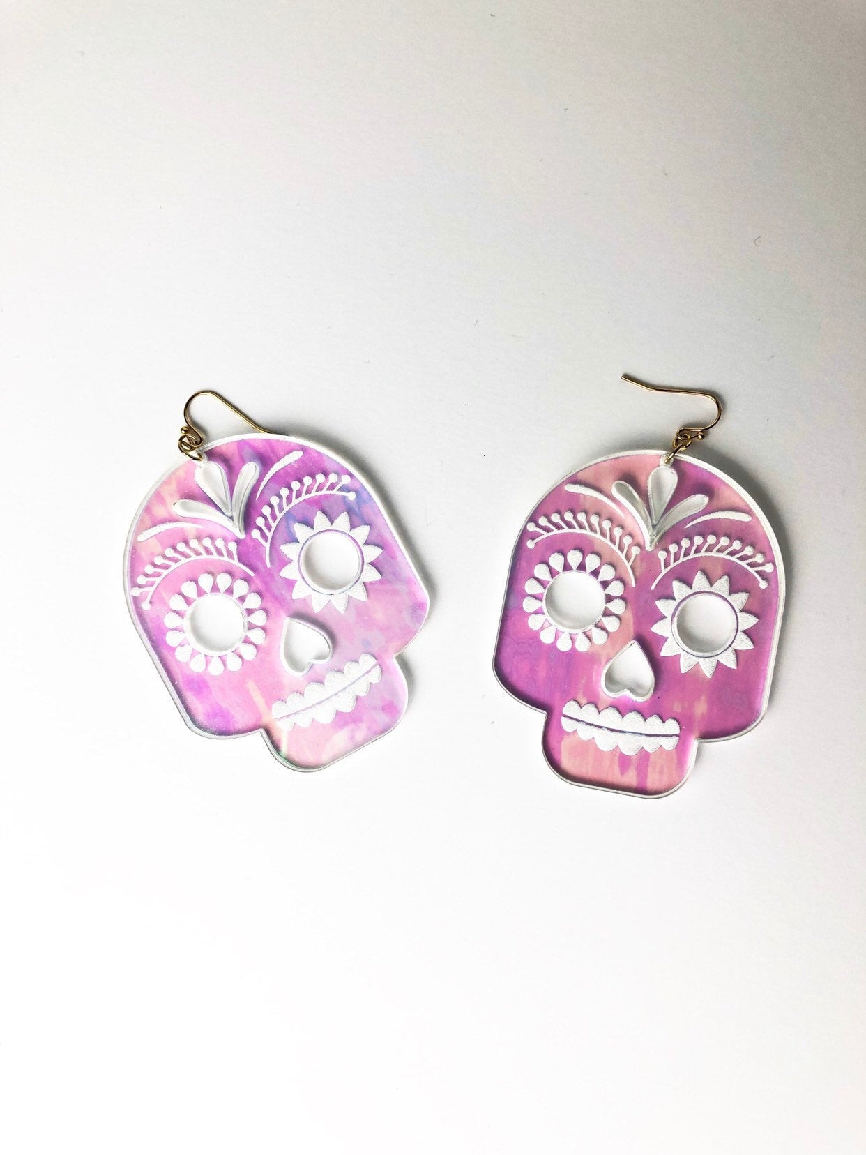 Iridescent Sugar Skull Earrings