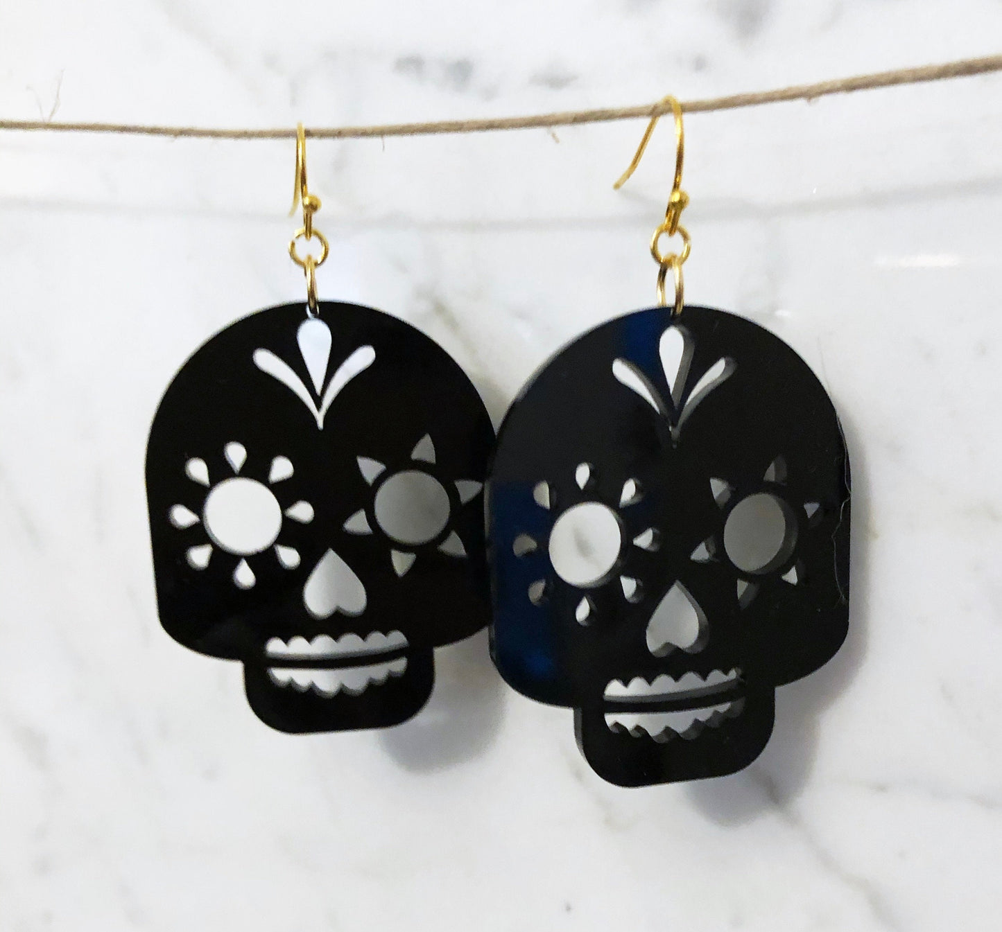 Black Sugar Skull Earrings