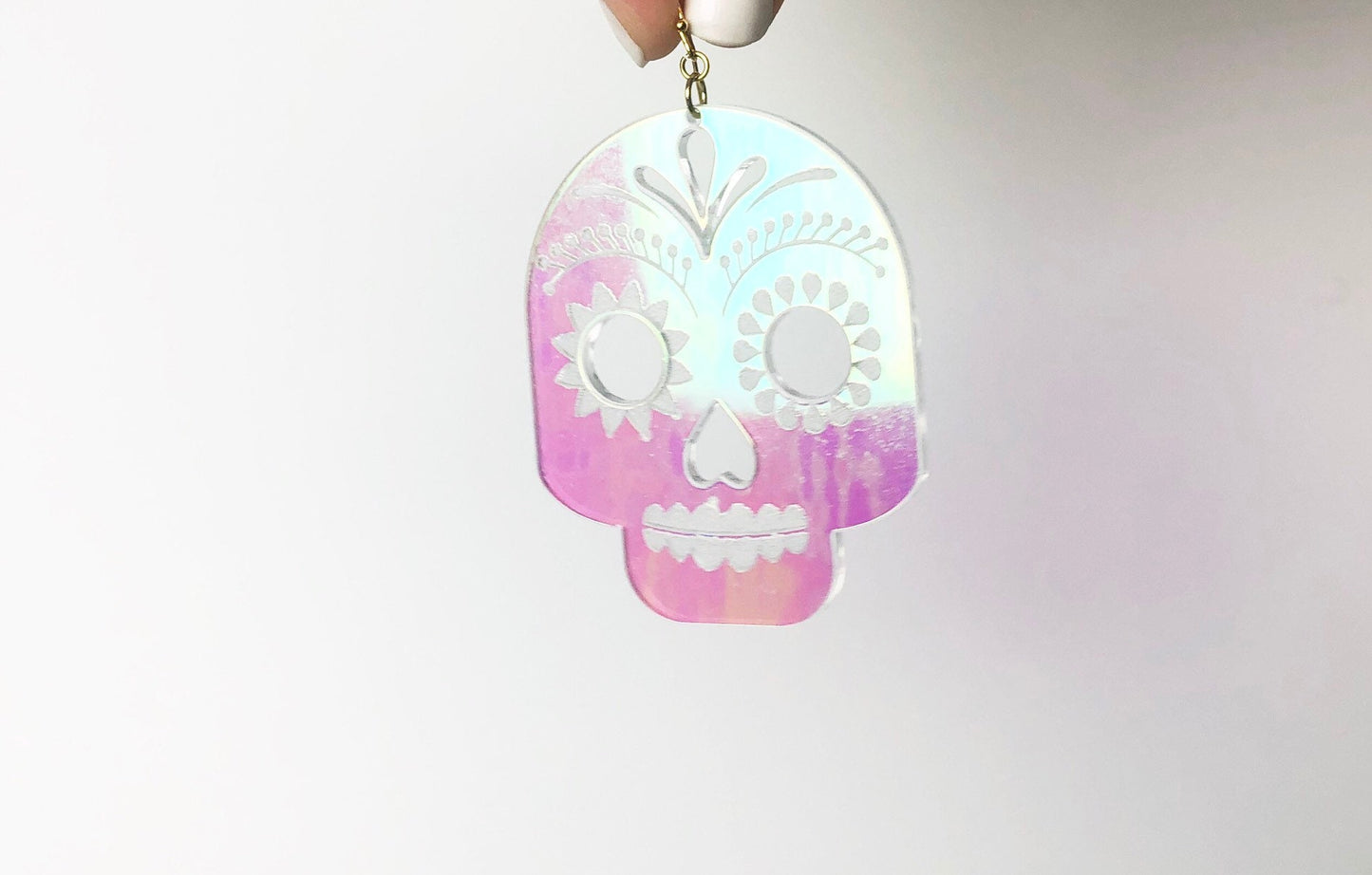 Iridescent Sugar Skull Earrings