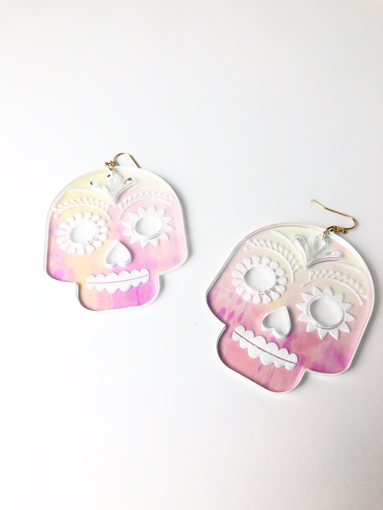 Iridescent Sugar Skull Earrings