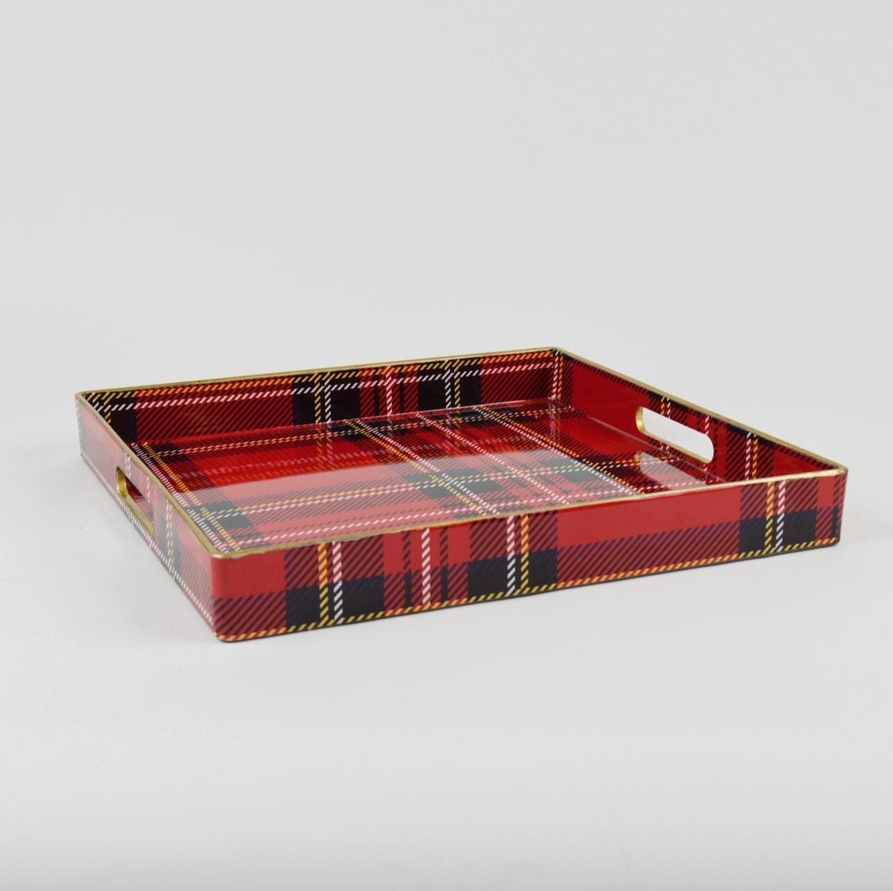 Red Plaid Tray